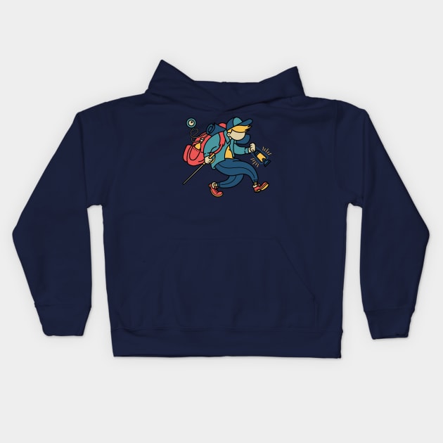 Happy Hiker Kids Hoodie by quilimo